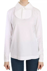 Dolce & Gabbana White Cotton Longsleeve Collared Blouse